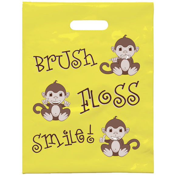Brush Floss Smile Monkey Patient Care Bags